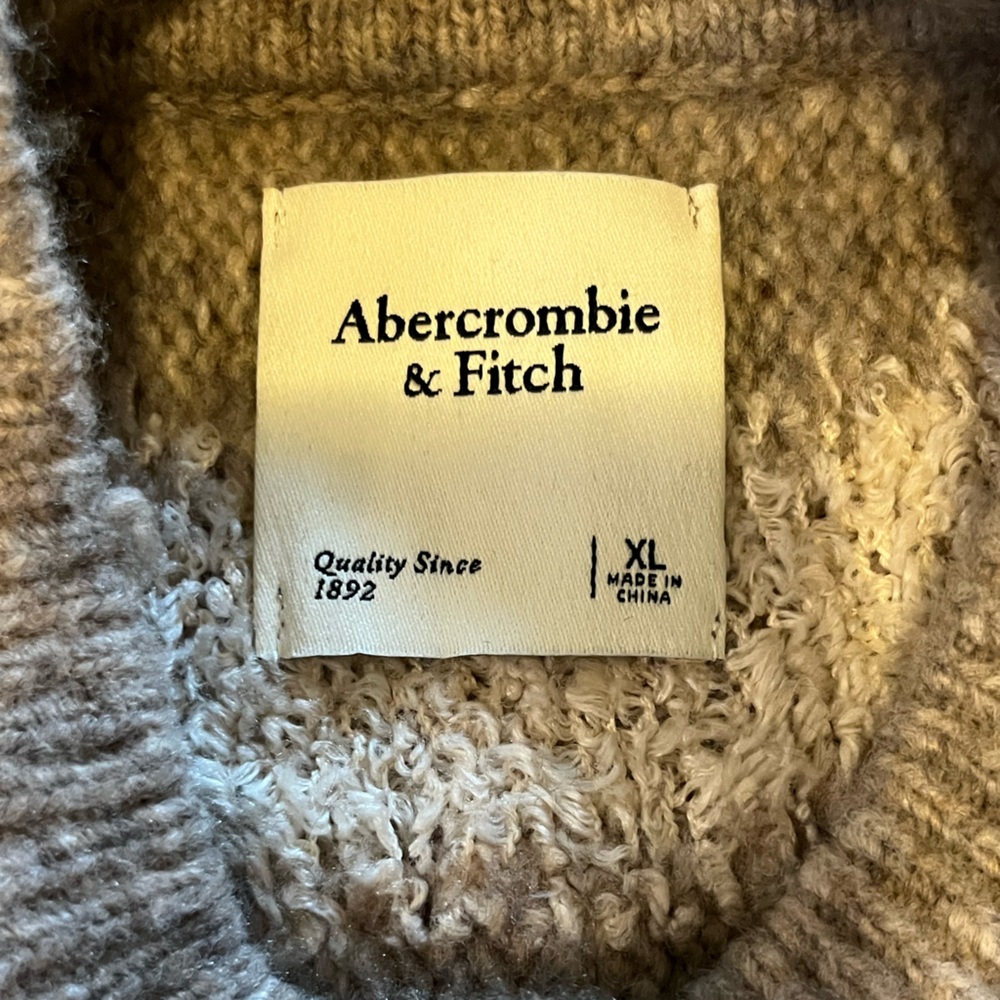 Abercrombie&Fitch Crewneck Sweater Extra Large Neutral Colors Soft Relaxed Fit - Picture 3 of 10